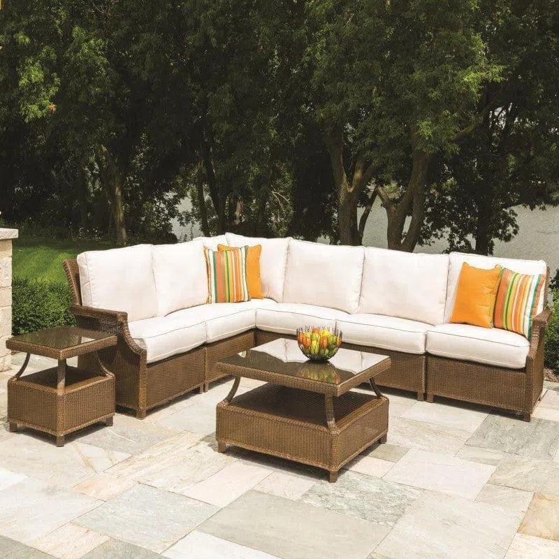 Hamptons Outdoor Wicker L-Shaped Sectional With Table