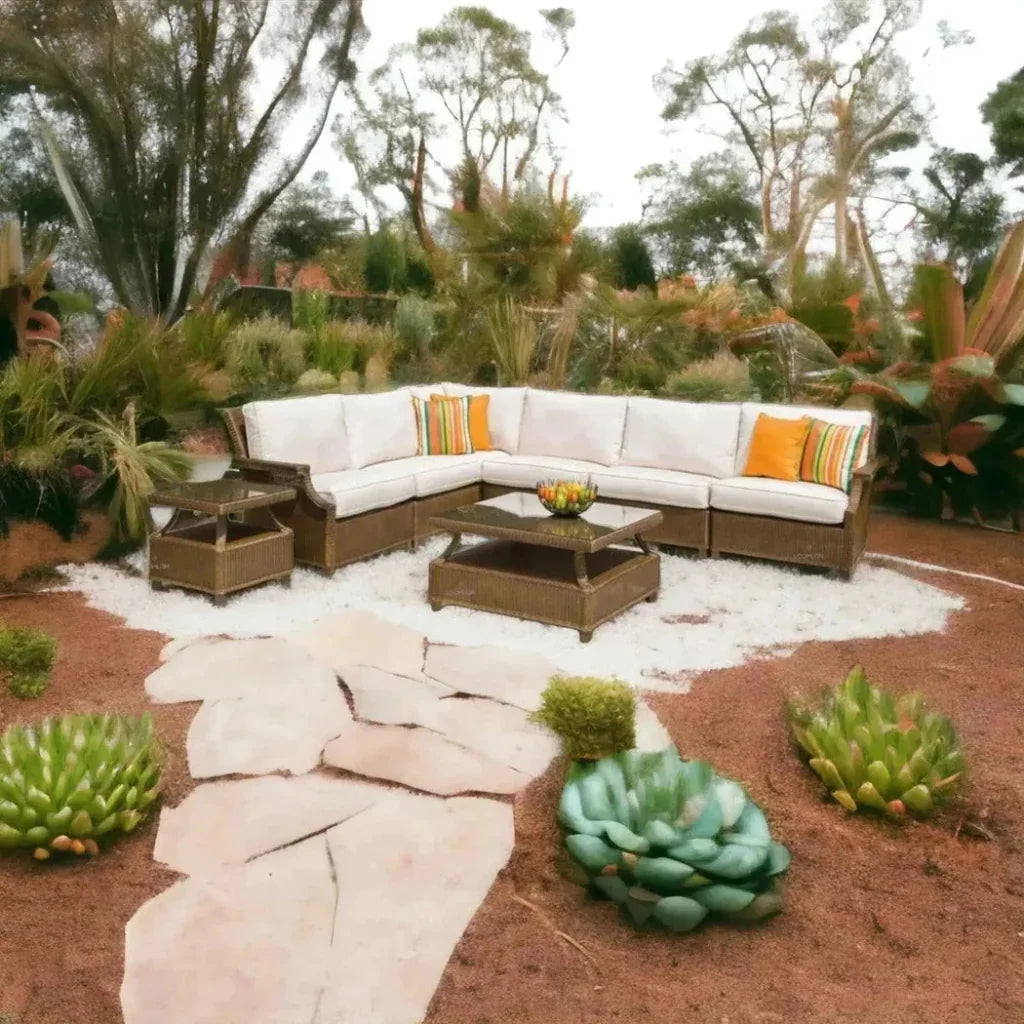 Hamptons Outdoor Wicker Sectional with Lounge Chair Set