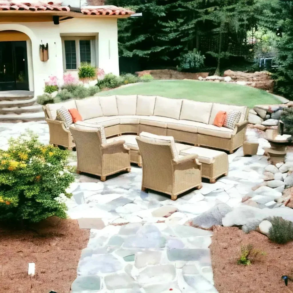 Hamptons Outdoor Wicker Sectional with Lounge Chair Set