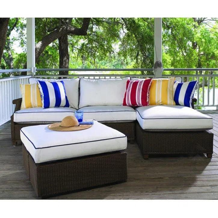 Hamptons Outdoor Wicker Chaise Sectional with Ottoman