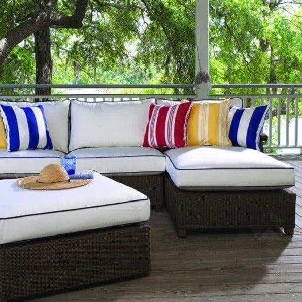 Hamptons Outdoor Wicker Chaise Sectional with Ottoman