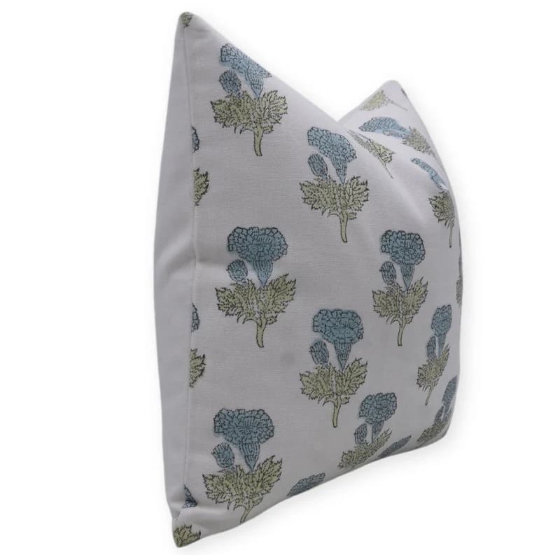 Manmohan Hand Block-Printed Botanical Cotton Pillow Cover