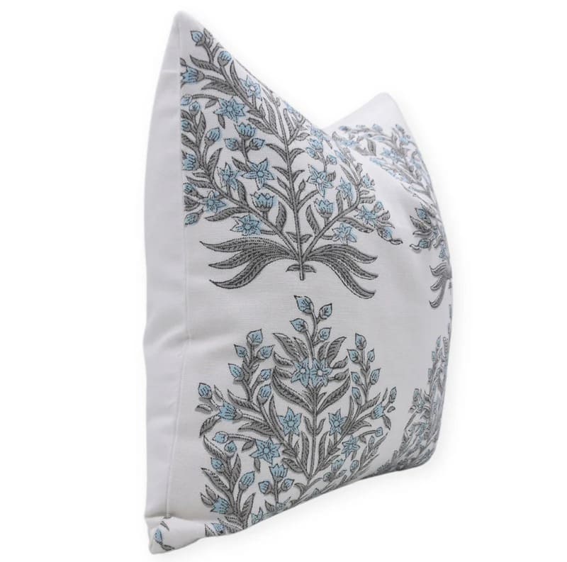 Vrindavan Heritage Hand Block-Printed Floral Pillow Cover