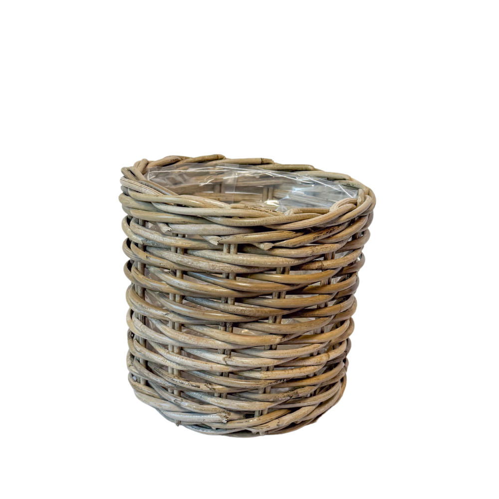 Wicker candle holder on a white background
