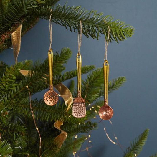 Hammered Copper & Gold Ladle Ornament