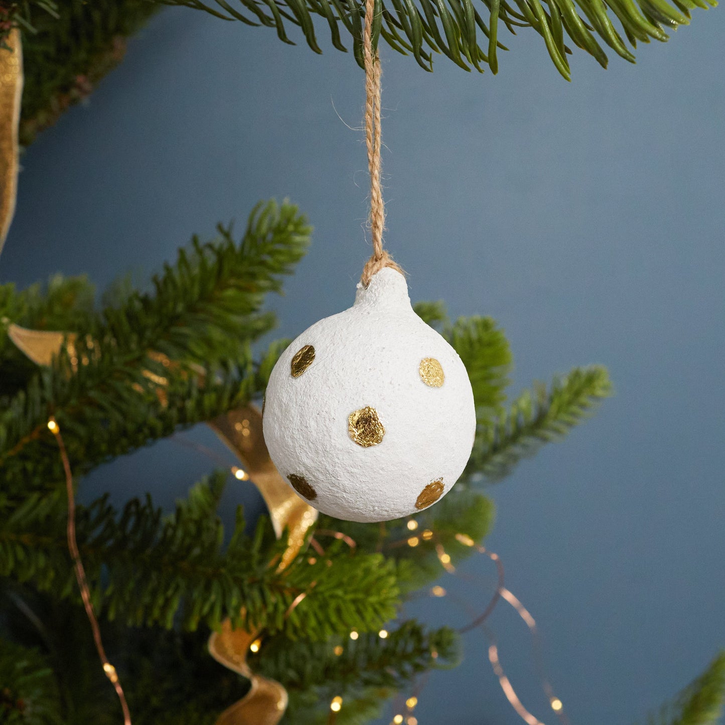Cotton Mache Dotted Ball Ornament