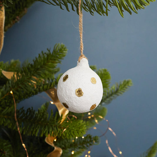 Cotton Mache Dotted Ball Ornament