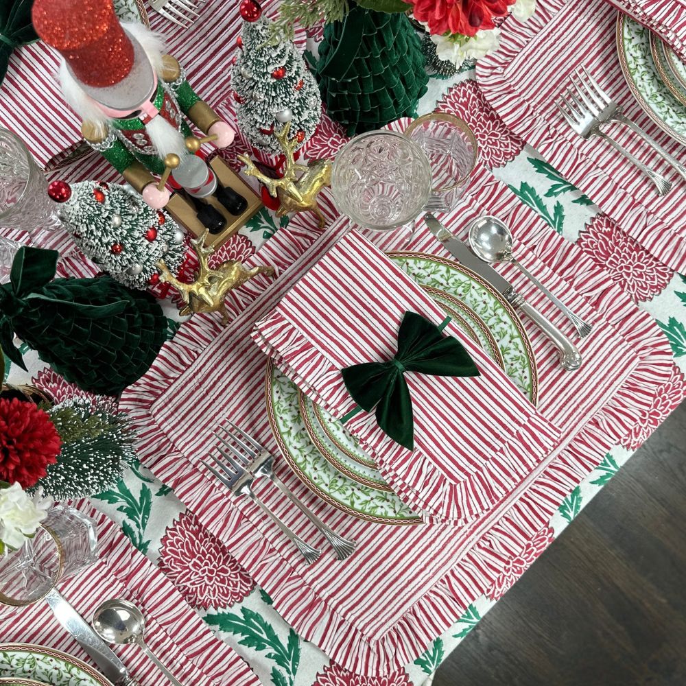 The Red Stripes with Ruffle - Napkin (Set of 4)