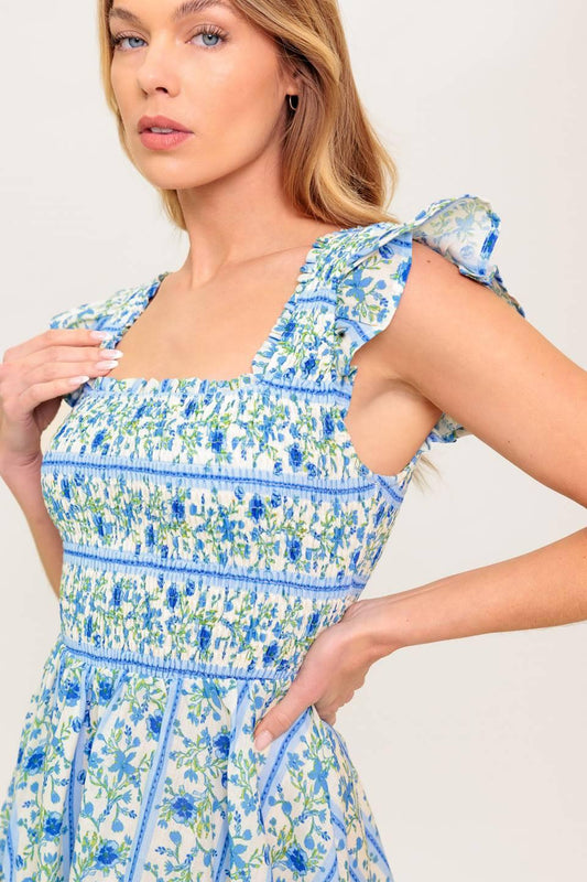 FAIRFAX GERANIUM WOVEN MINI DRESS