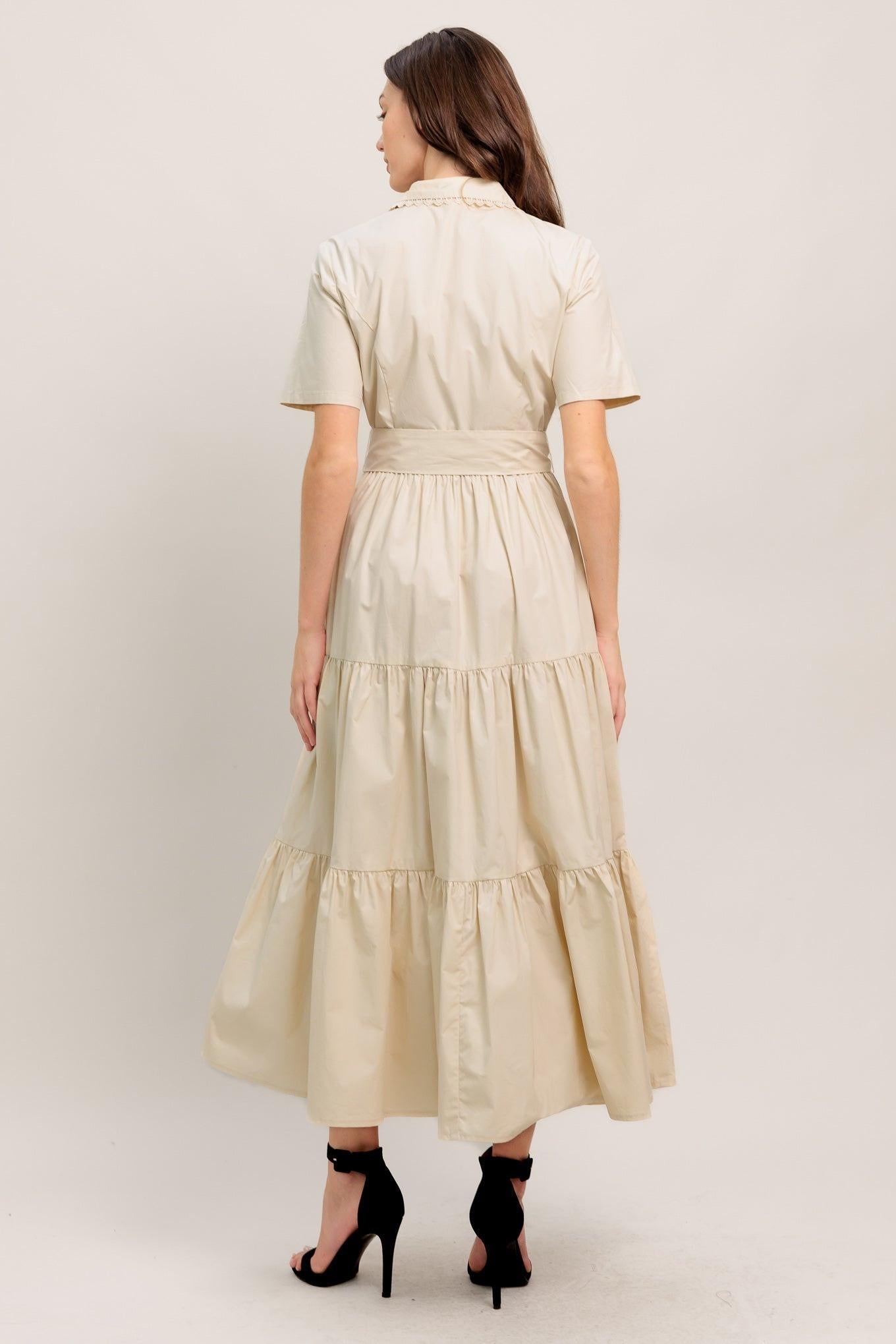 WORTH THE WAIT WOVEN MIDI DRESS