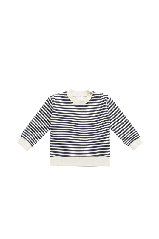 Jamie Kay - Organic Cotton Peyton Sweatshirt and Shorts Set, Slim Stripe Charter/Cloud