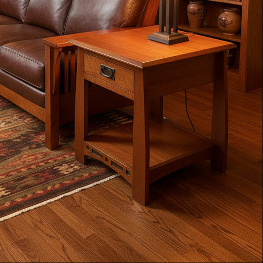 Mission Oak 1 Drawer Inlay End Table - Model A24