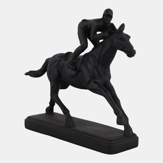 Resin Horse and Jockey Sculpture