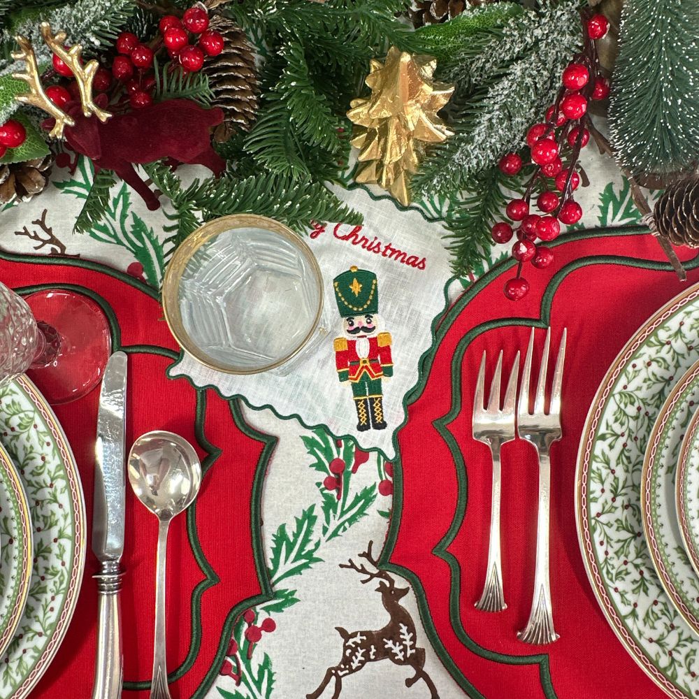 The Nutcracker Embroidered Linen Cocktail Napkin (Set of 4)