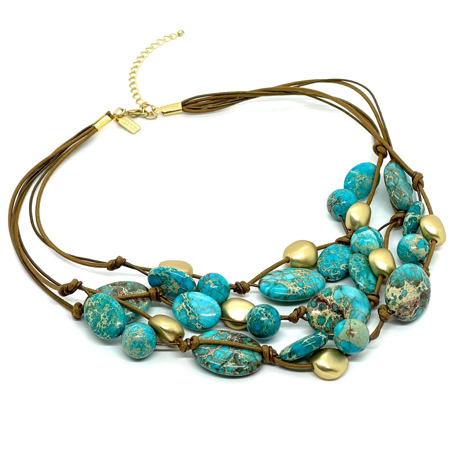 Turquoise Aqua Terra Jasper And Matte Gold Torsade