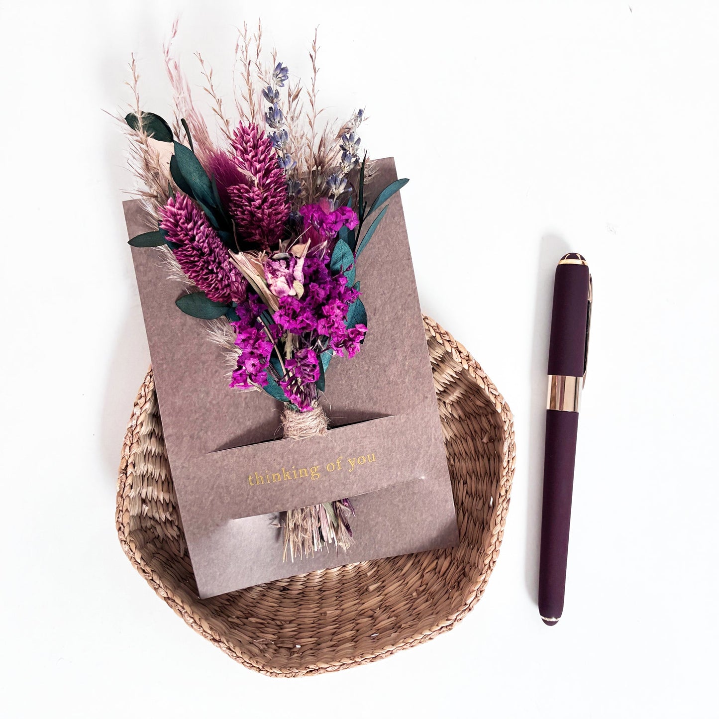 Thanks Mini Bouquet Card | Dried Floral Greeting
