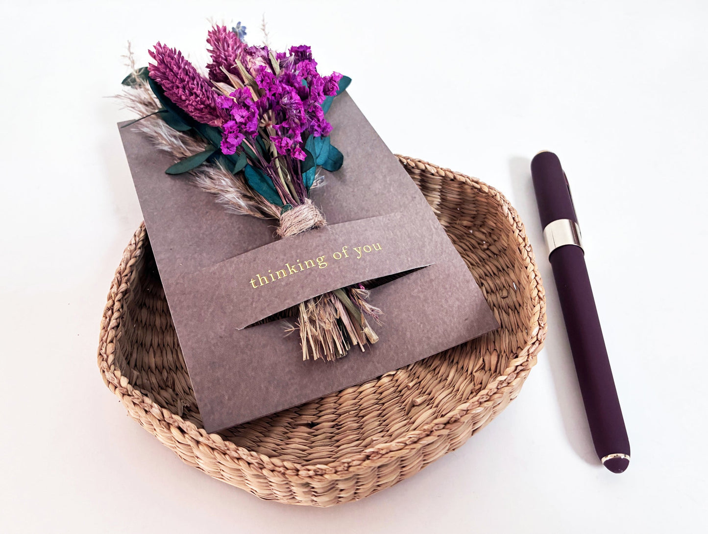 Hugs & Kisses Mini Bouquet Card | Dried Floral Greeting
