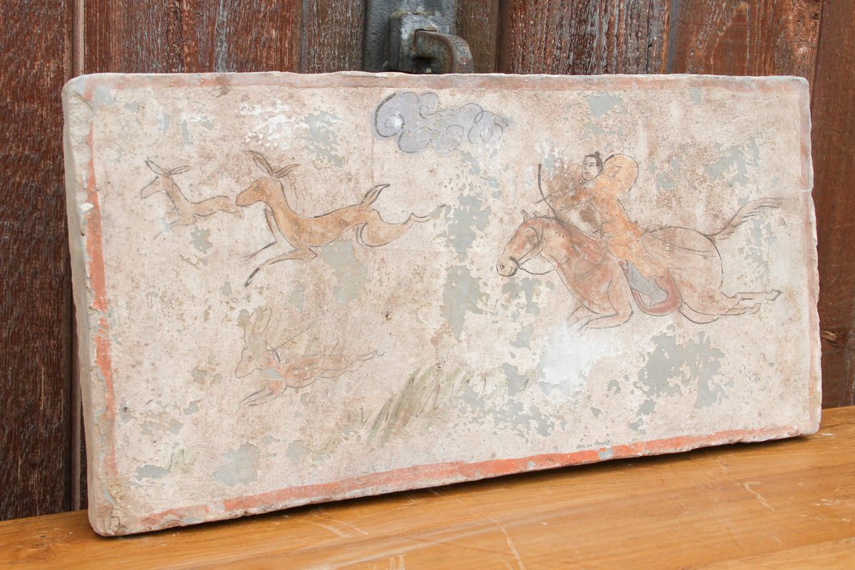 Vintage Mongolian Hunting Scene Mural Tile