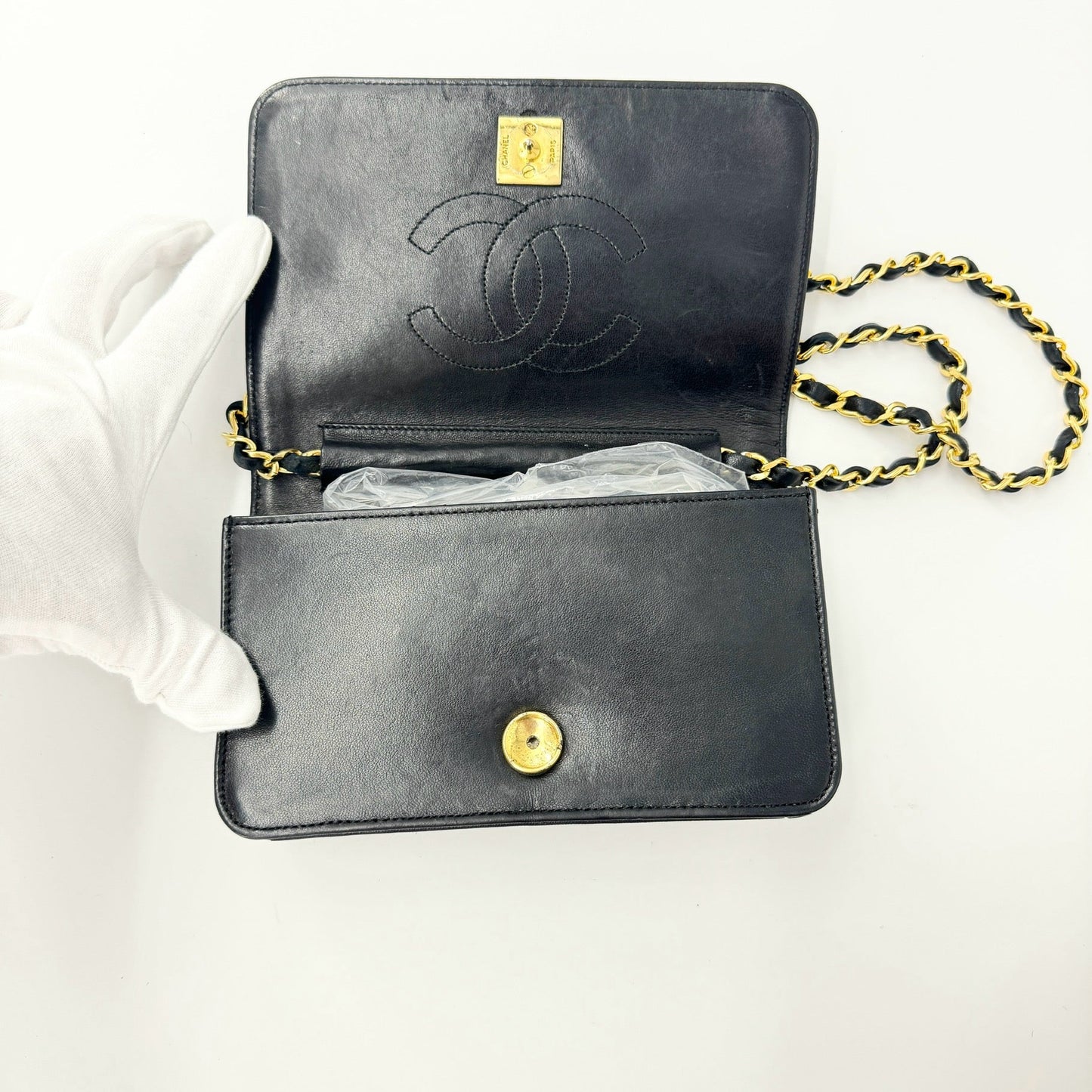 Chanel Black Quilted Lambskin Matelasse Mini Chain Bag