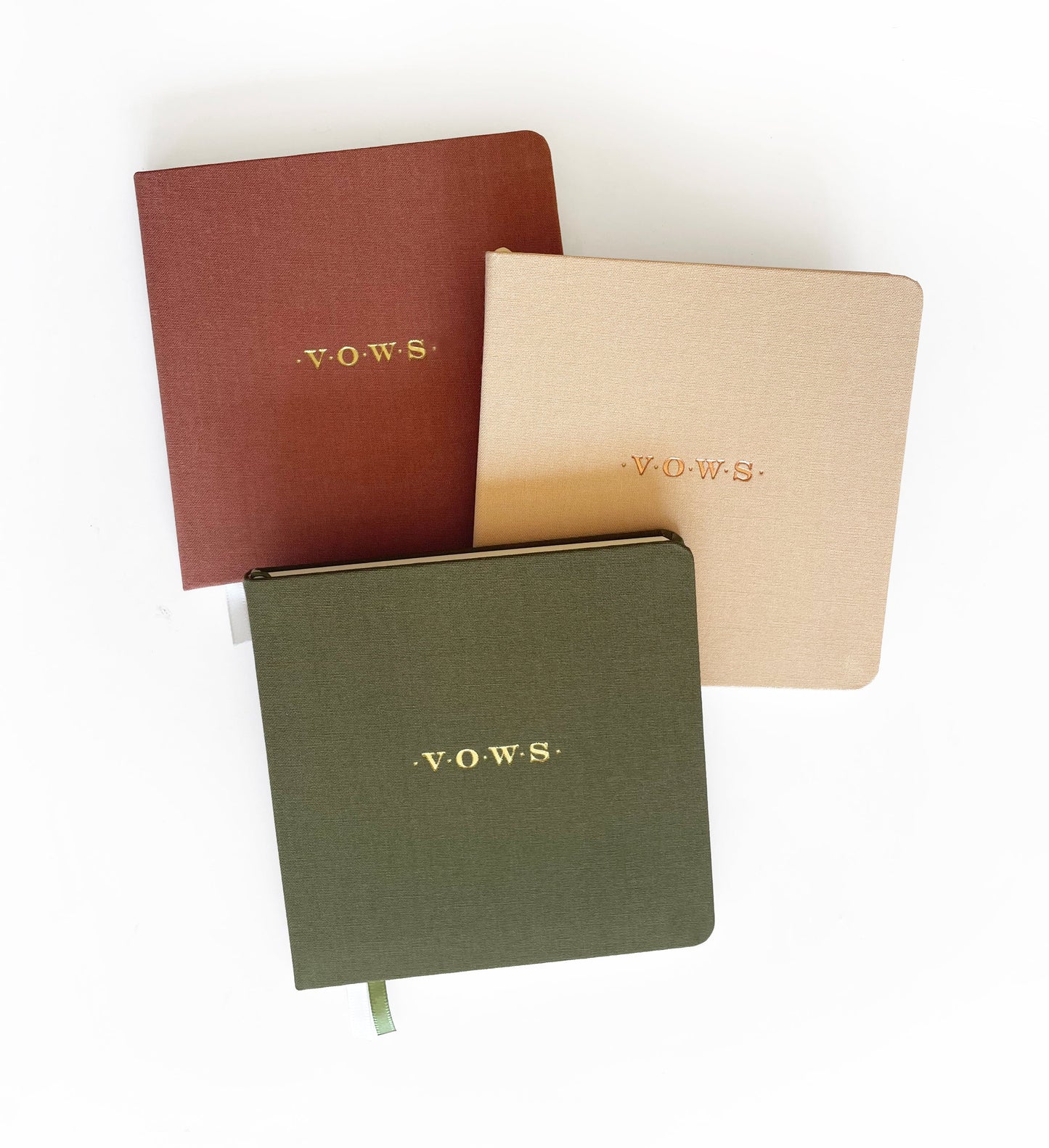 Wedding Vows Foil Embossed Square Linen Notebook | Earth Tones