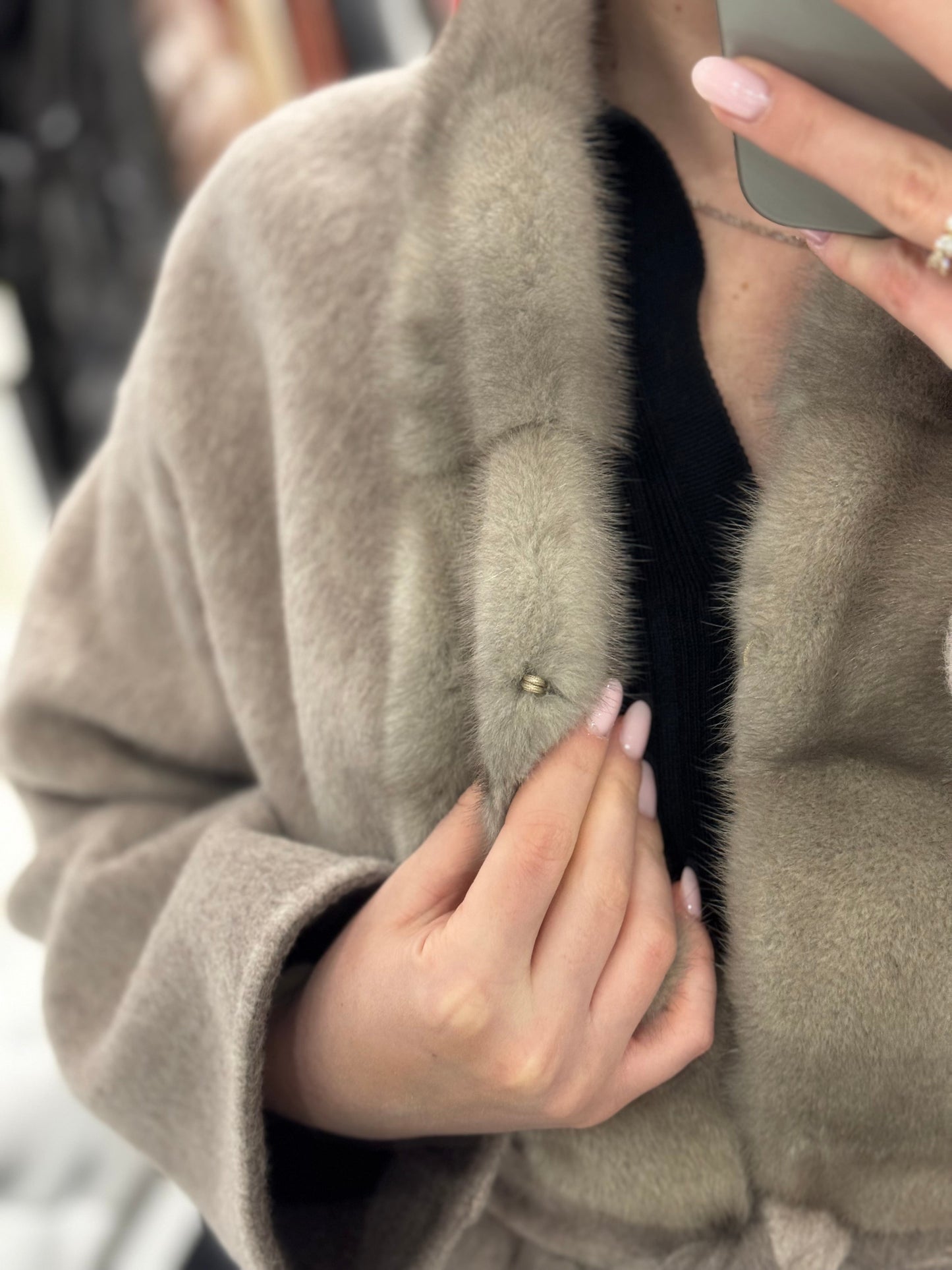⇆ Reversible Genuine Mink Fur Virgin Wool Coat