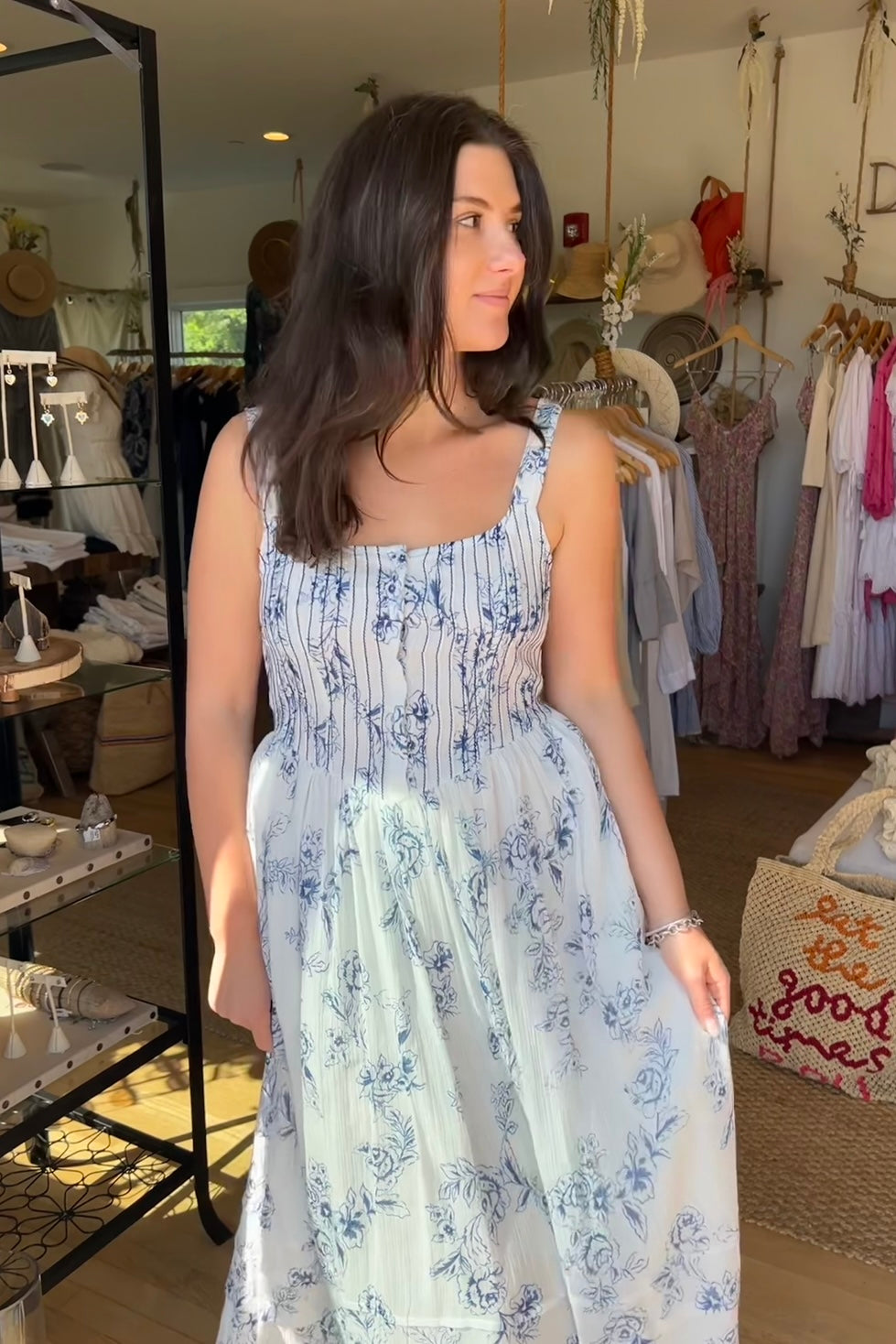 Nibi the Label Shelby Corset Midi Dress - Blue Gardenia