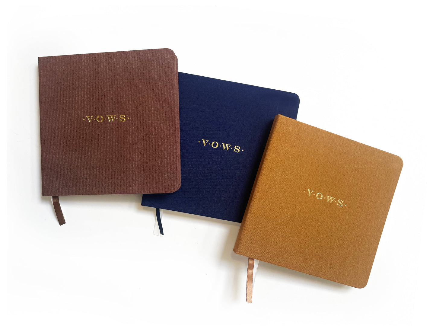 Wedding Vows Foil Embossed Square Linen Notebook | Earth Tones