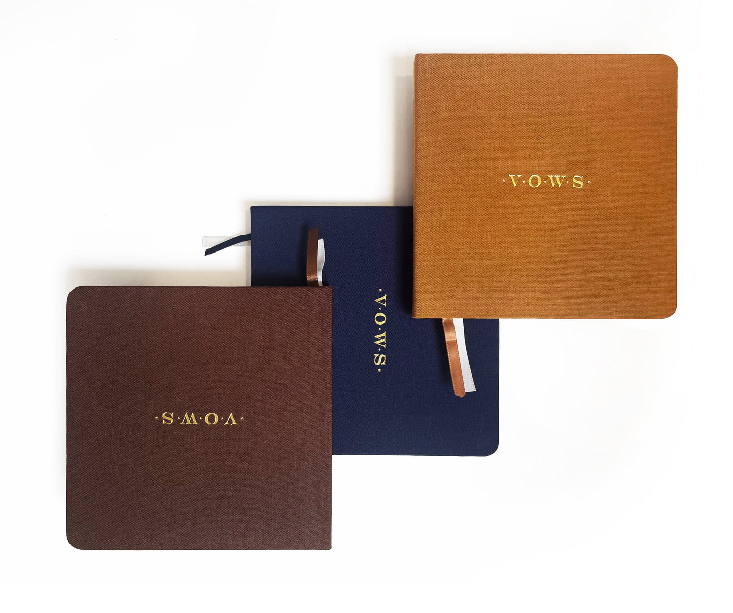 Wedding Vows Foil Embossed Square Linen Notebook | Earth Tones