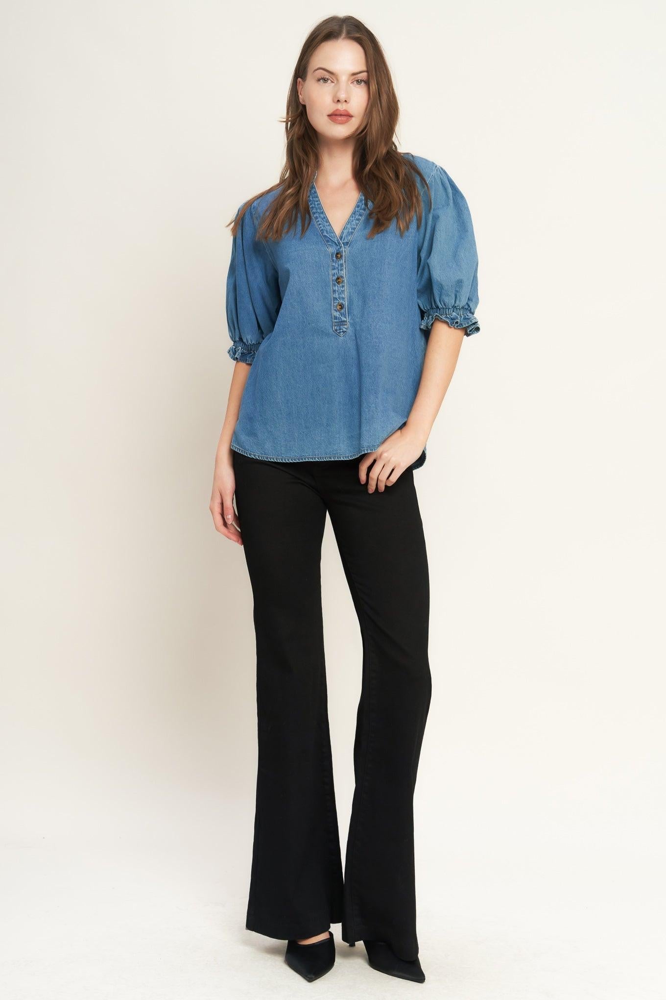 CLOSER TO YOU DENIM TOP