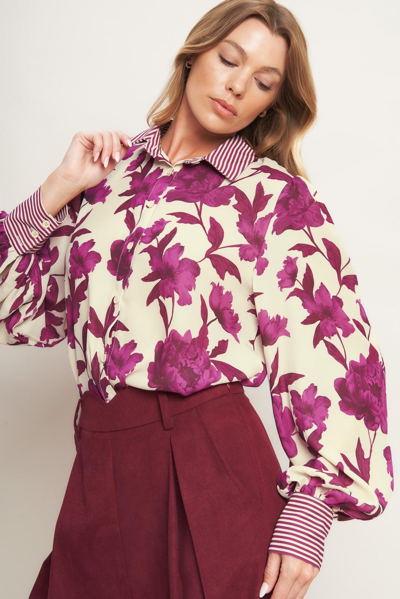 SWEET BOTANICAL CHARM WOVEN TOP