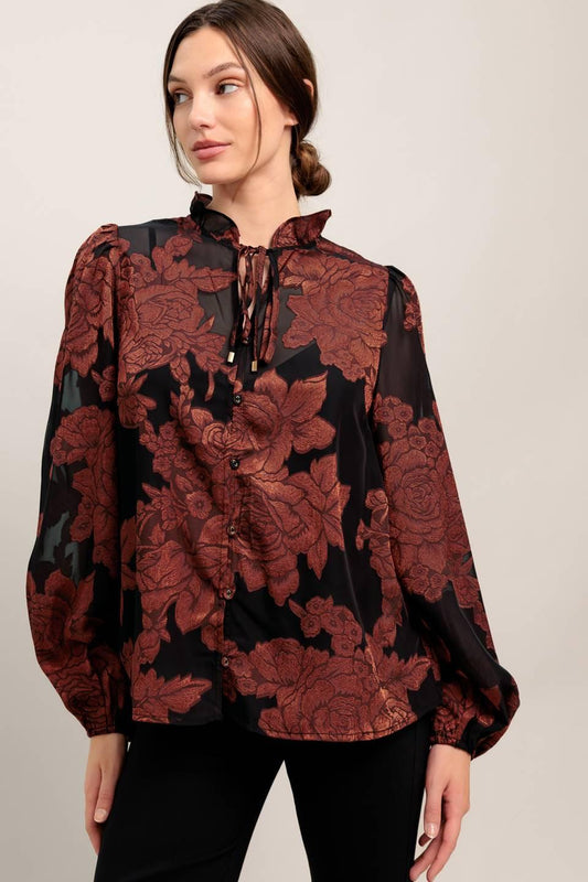 JUST DARK ENOUGH TO FEEL SPECIAL WOVEN TOP