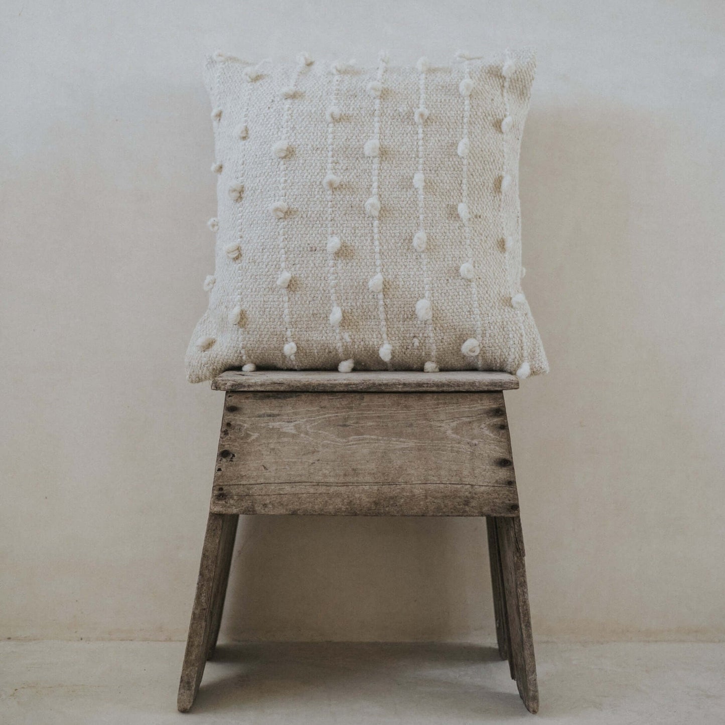 PALO SANTO Itzayana Handwoven Wool Pillow — Natural Ivory
