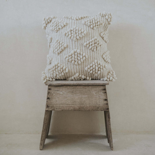 Ixquic Handwoven Wool Pillow — Natural Ivory
