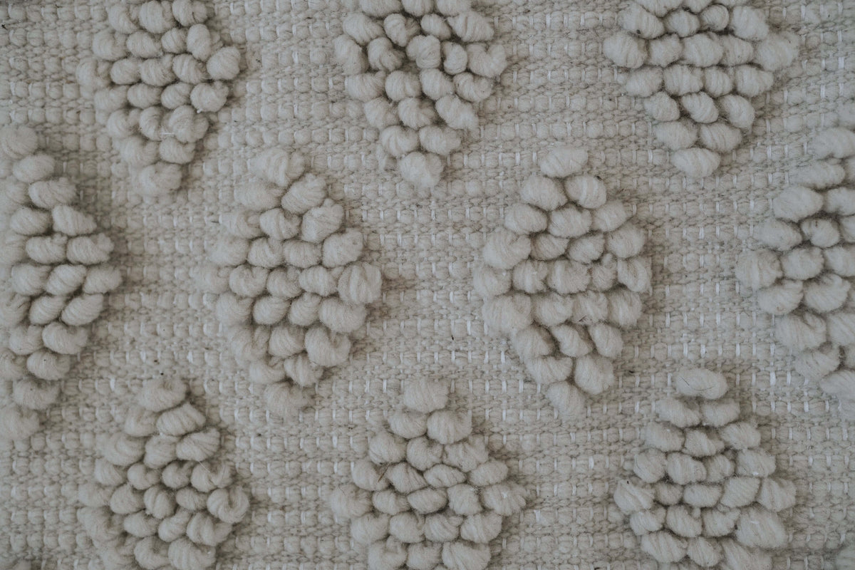 Ixquic Handwoven Wool Pillow — Natural Ivory