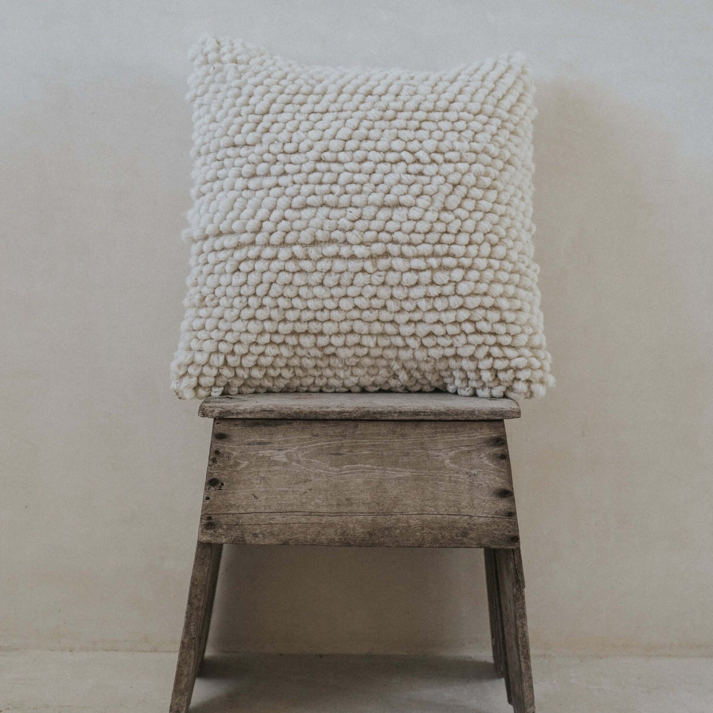 Ixtab Handwoven Wool Pillow — Natural Ivory