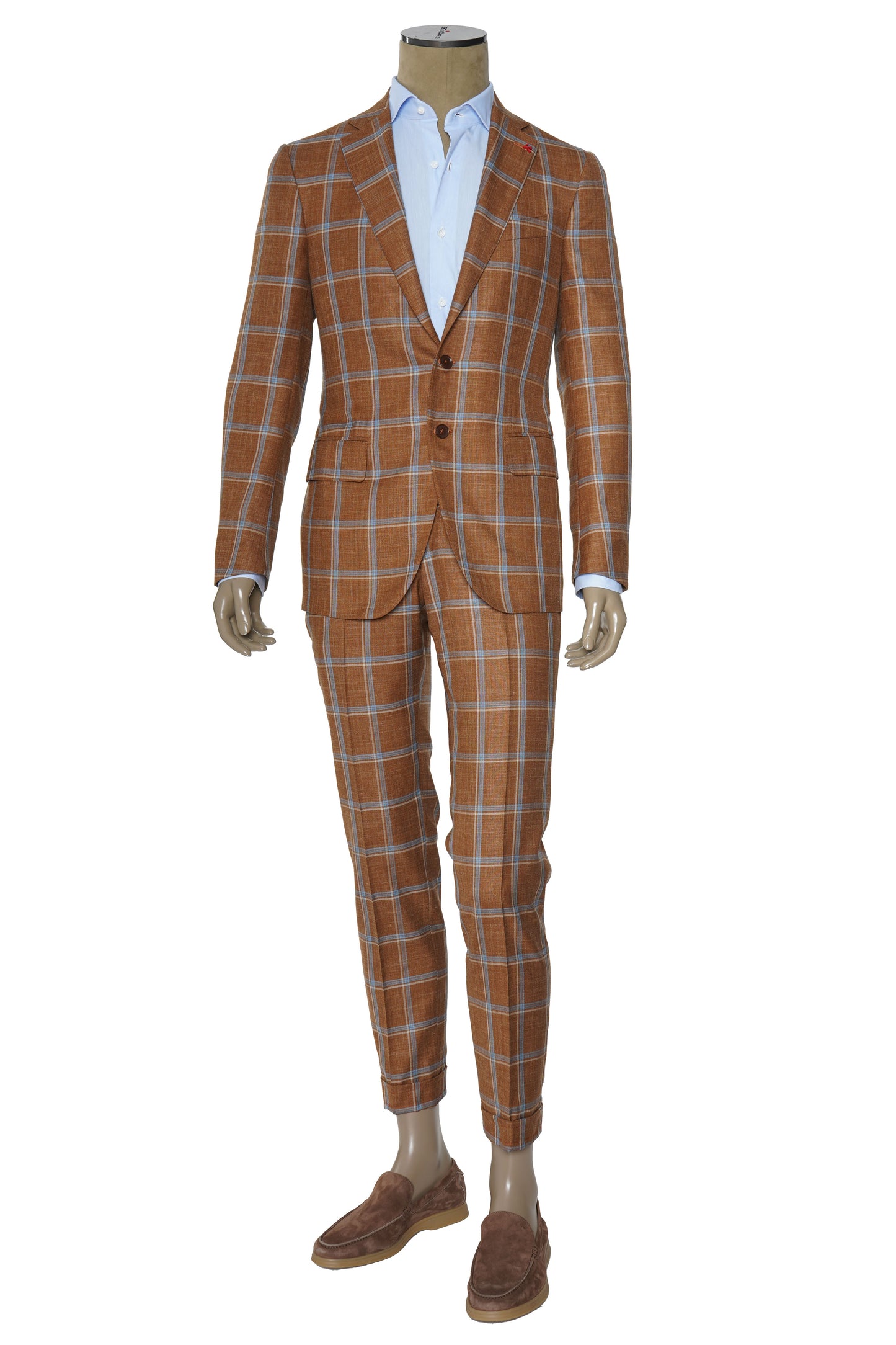 Isaia Double Windowpane Wool-Silk-Linen Suit