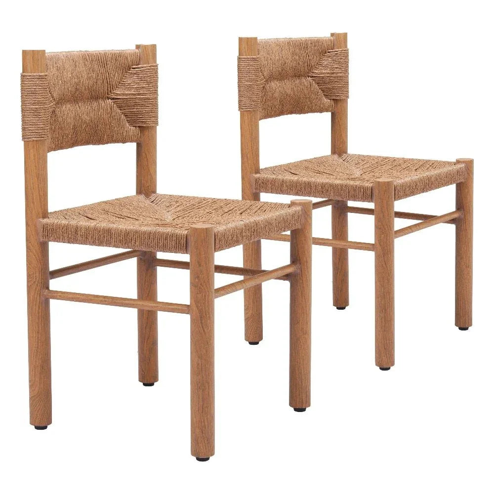 Iska Natural Wood Armless Dining Chair 2PC