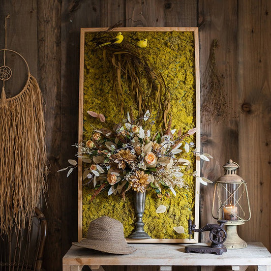 The Golden Aviary Botanical Wall Art — Handcrafted 3D Floral Composition