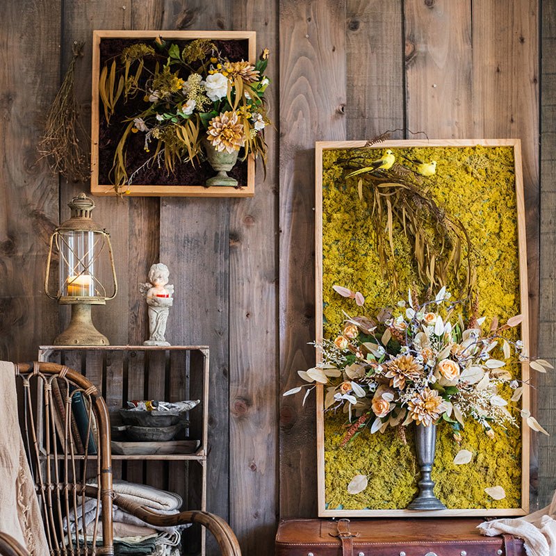 The Golden Aviary Botanical Wall Art — Handcrafted 3D Floral Composition