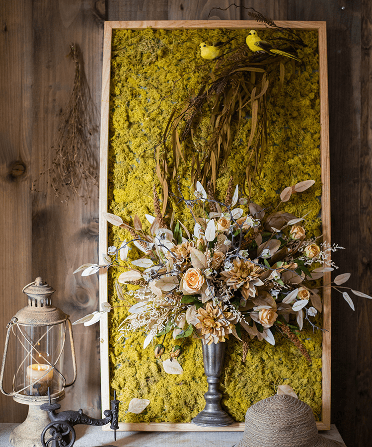 The Golden Aviary Botanical Wall Art — Handcrafted 3D Floral Composition