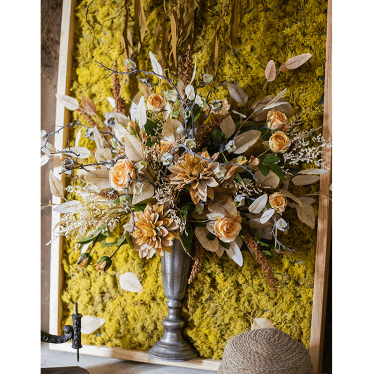 The Golden Aviary Botanical Wall Art — Handcrafted 3D Floral Composition