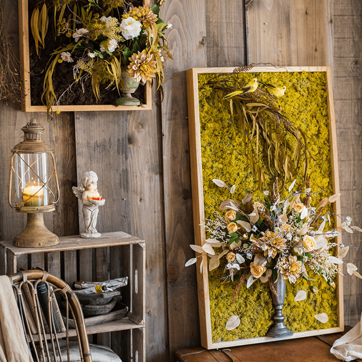 The Golden Aviary Botanical Wall Art — Handcrafted 3D Floral Composition