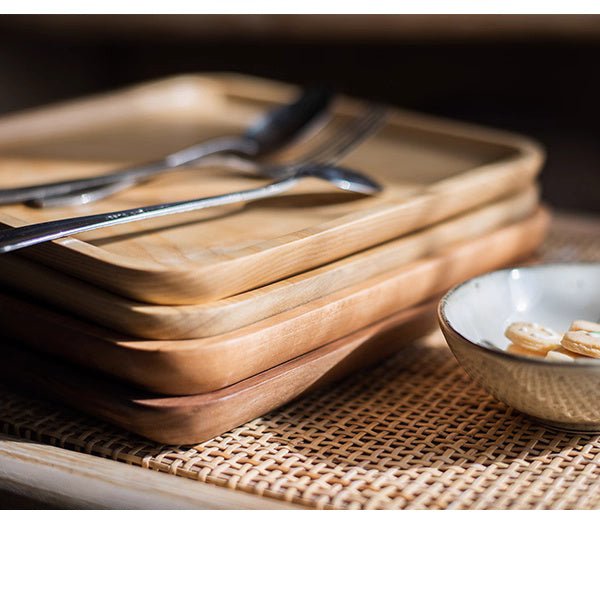 Artisan Natural Wood Serving Tray - Handcrafted Wooden Platter Collection