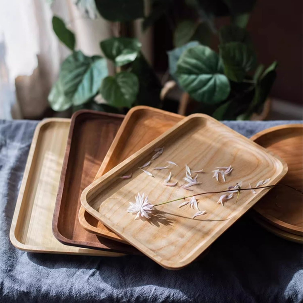 Artisan Natural Wood Serving Tray - Handcrafted Wooden Platter Collection