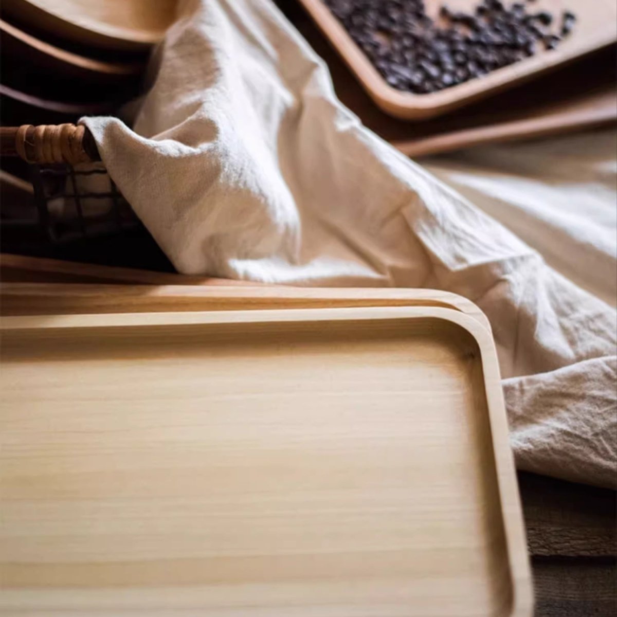 Artisan Natural Wood Serving Tray - Handcrafted Wooden Platter Collection