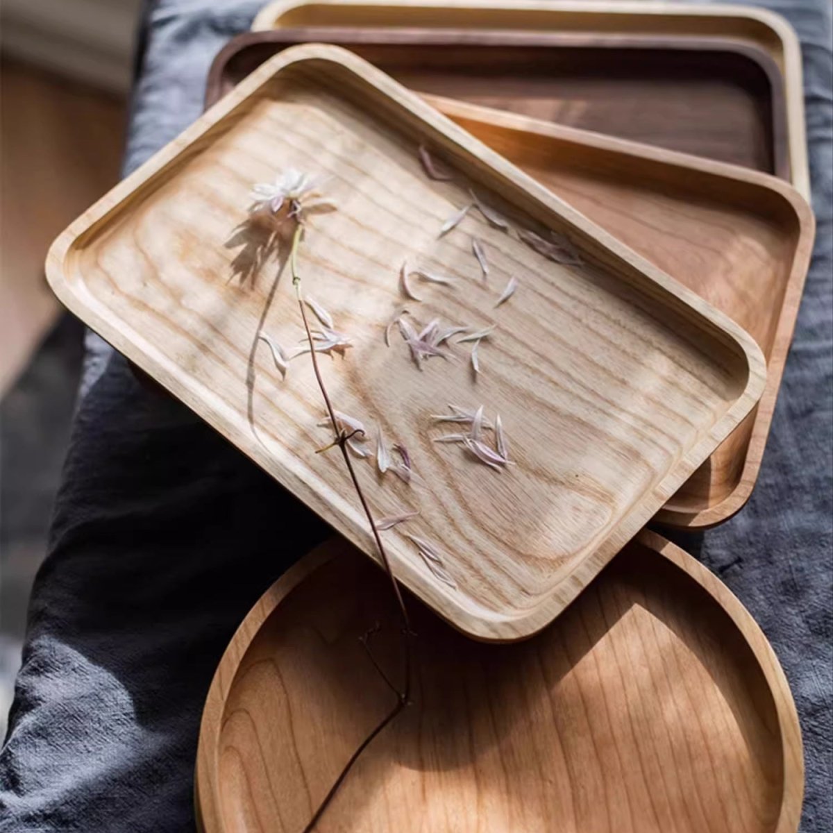 Artisan Natural Wood Serving Tray - Handcrafted Wooden Platter Collection