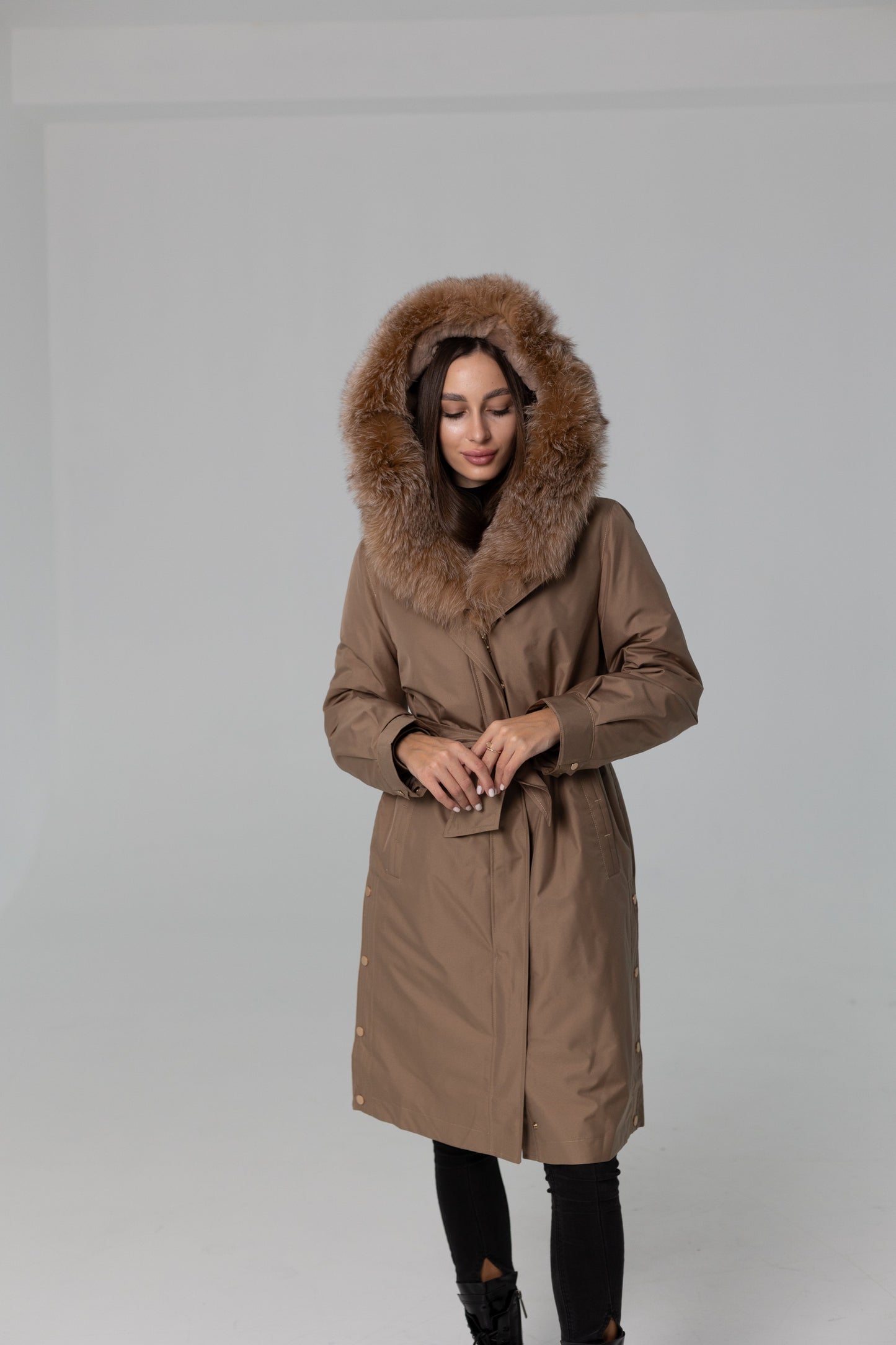 Genuine Fox Fur Trim Rabbit Fur Insulated Parka