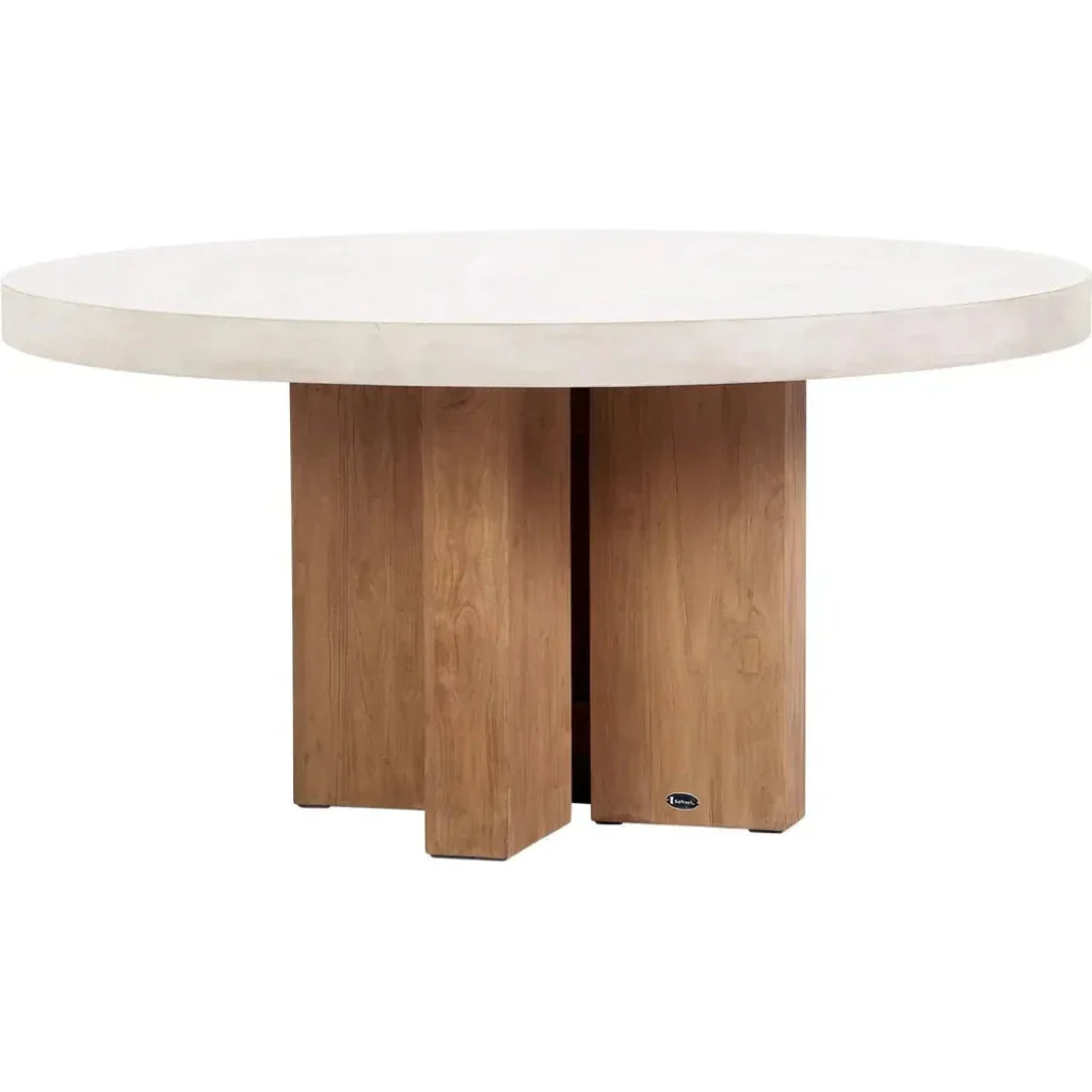 Java Outdoor Teak & Concrete Dining Table - White