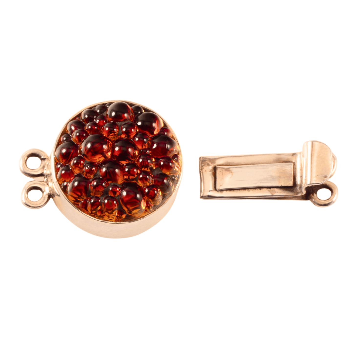 Vintage Sterling Silver Box Push Clasp with Amber Czech Glass
