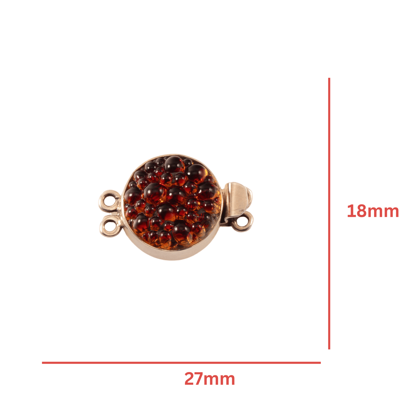 Vintage Sterling Silver Box Push Clasp with Amber Czech Glass